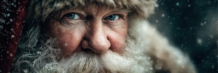 Santa Claus enjoying a snowy winter day in a festive landscape, spreading holiday cheer with a warm smile