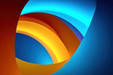 A colorful abstract design with blue, orange, and yellow stripes