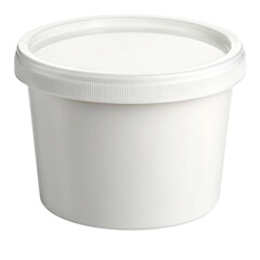 White plastic container with lid food storage container round container plastic tub airtight container storage on transparent background