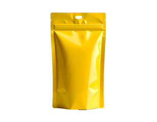 Shiny yellow pouch on a dark background