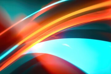 A colorful abstract painting with red, orange, and blue lines