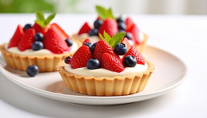 Delicious fruit tarts on a plate