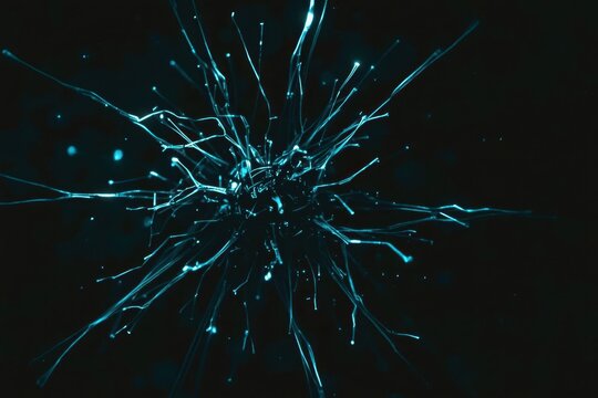 A blue and black image of a brain with many branches
