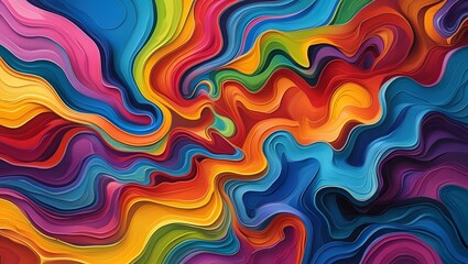 Fototapeta premium Vibrant abstract art featuring colorful fluid swirls for modern background and decoration