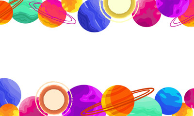 frame of planets colorful solar system borders cosmic design isolated on white background creative space galaxy astronomy borders © pani_Nadichka
