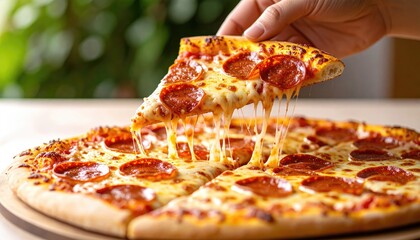 Delicious pepperoni pizza slice