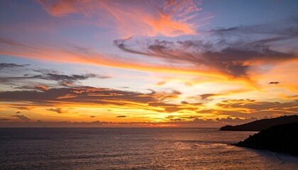 Dramatic sunset over ocean