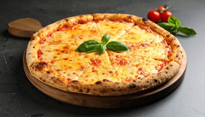 Delicious pizza on a wooden board