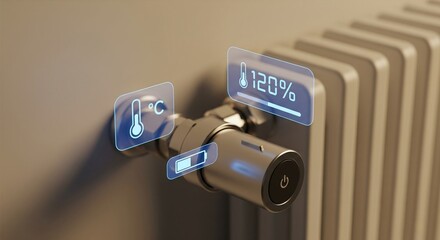 Smart Radiator Valve with Floating UI: Temperature and Battery Level