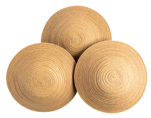 Three braided hats arranged in triangle