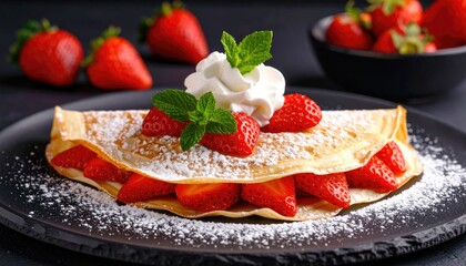 Delicious strawberry crepe
