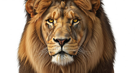 male lion head isolated on white
