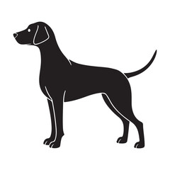 Black dog silhouette standing profile animal white background