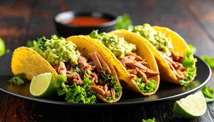 Delicious tacos with guacamole