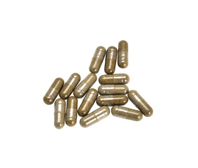 Herbal capsule medicine on transparent background