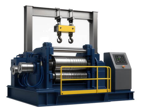 Slitting line with an overhead crane loading system and hydraulic pinch rolls for a large-scale steel manufacturing facility