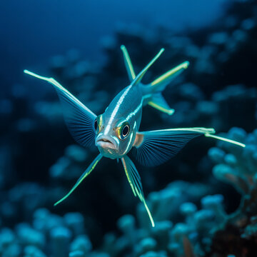 Splendid Splendor Underwater Cardinalfish Portrait Featuring Elongated Filament Rays.
