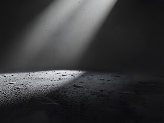 Dramatic Spotlight on Dark Rocky Surface, Monochrome Landscape, Grungy Texture Background