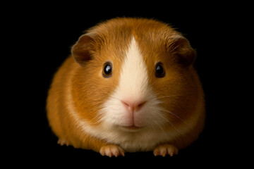 guinea pig frontal open eyes on a black background generative ai