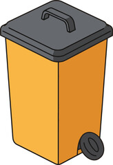 Wheeled Waste Bin Yellow Recycling Container Illustration