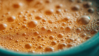Close-Up of Golden Liquid With Bubbles, Showing Refreshment and Scientific Research Applications, Ideal for Beverage Marketing and Product Demonstrations : Generative AI