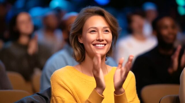Audience member applauding a dance performance with flyer highlights