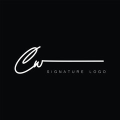 CW Handwritten initial letter, CW simple signature vector CW logo , CW beauty logo , CW photography letter logo design.