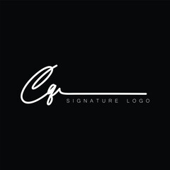 CQ Handwritten initial letter, CQ simple signature vector CQ logo , CQ beauty logo , CQ photography letter logo design.