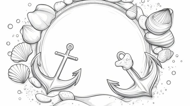 Nautical seashell and anchor design.