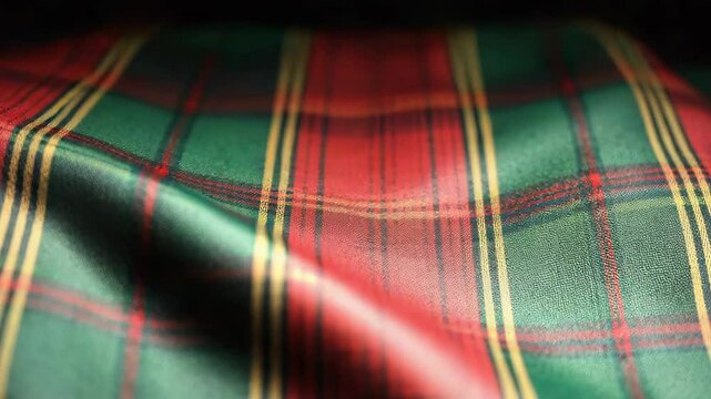 Christmas plaid fabric background showing green and red stripes