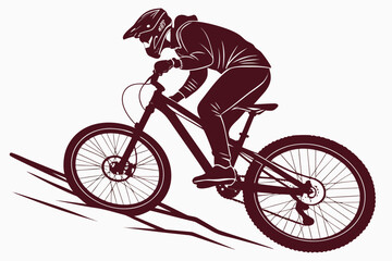 Dynamic flat style mountain bike silhouette in motion