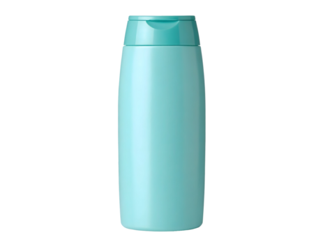 Turquoise shampoo bottle on black background