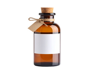 Amber apothecary bottle isolated black background