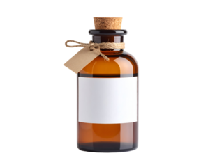Amber apothecary bottle isolated black background
