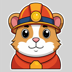 Cute Hamster in Miner Helmet.