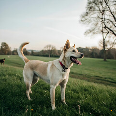 Dog stand into the jungle