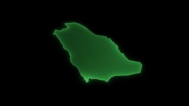 Animated isometric map of Saudi Arabia with neon Border