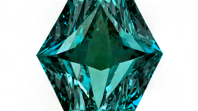Teal Diamond Gemstone Facets Abstract Geometric jewel