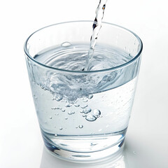 glass cup with water ripple white background