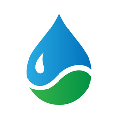 Blue water drop with green leaf eco-friendly vector logo design