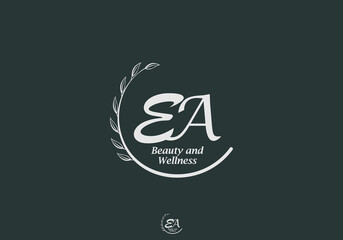 EA Monogram with Leaf Emblem for Beauty and Wellness Brand