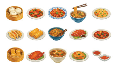 chinese food set vector colection