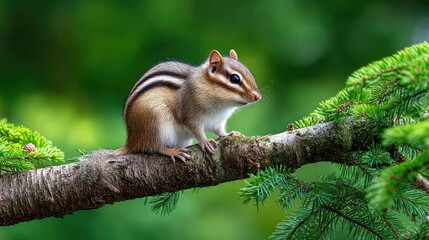 Obraz premium Chipmunk perched on branch