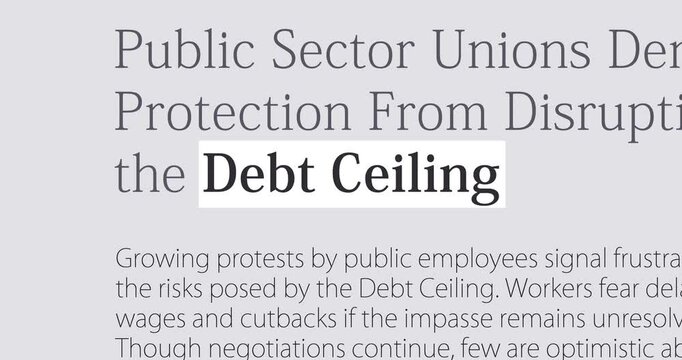 Debt Ceiling, changing news headlines sequence across media, news about debt limit, loop footage