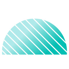 Teal Gradient Semicircle with Diagonal Stripes on White.