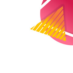 Abstract: Gradient Pink Circle, Striped Yellow Triangle, White Space.