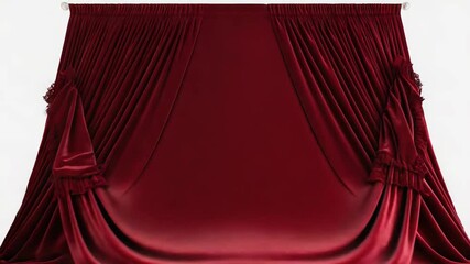 Elegant red velvet curtains draped across a window, creating a luxurious ambiance - Powered by Adobe