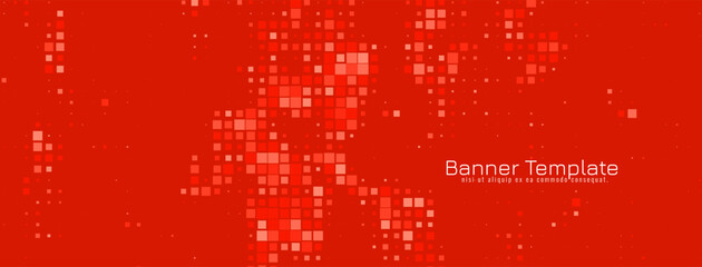 Abstract Pixel style red color banner design