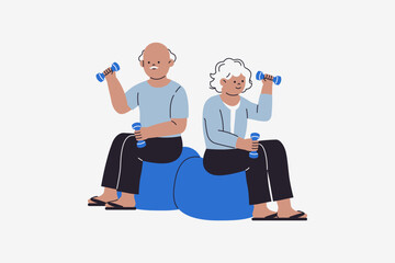 Obraz premium Illustration of Senior Doing Exercise