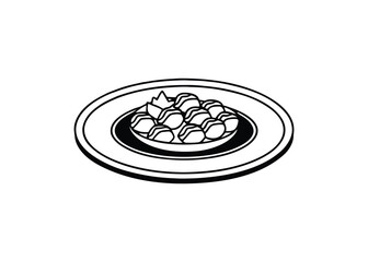Silhouette of Appetizer Plate isolated on a white background